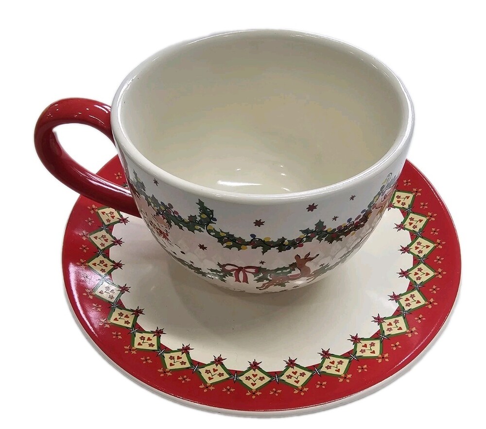 Cath Kidston London Christmas Holiday Garland Tea Mug Cup and Saucer